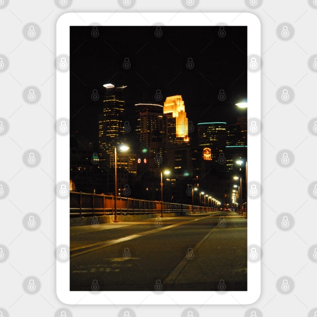 Minneapolis at night Sticker by elisewied